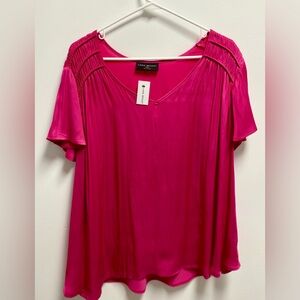 Lane Bryant Pink Flutter Sleeve Blouse Relaxed Fit